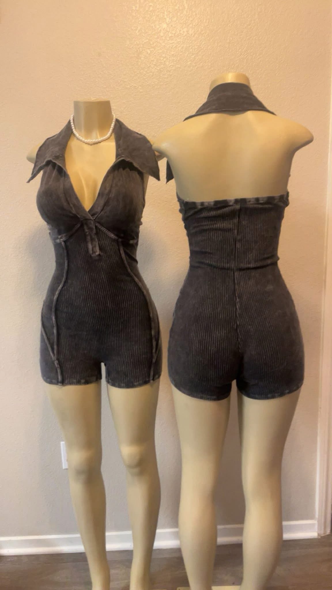 Bomb Girl Acid Washed Romper